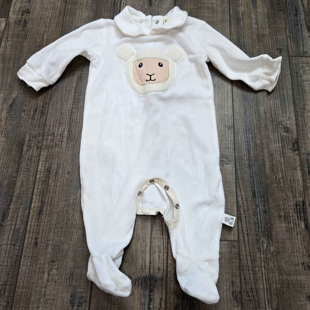Patrick‎ Francis Baby White Velour Sheep Footie Sleeper Peter Pan Collar 6-12M
